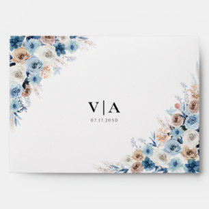 Blue Boho Floral Wedding Invitation Envelope