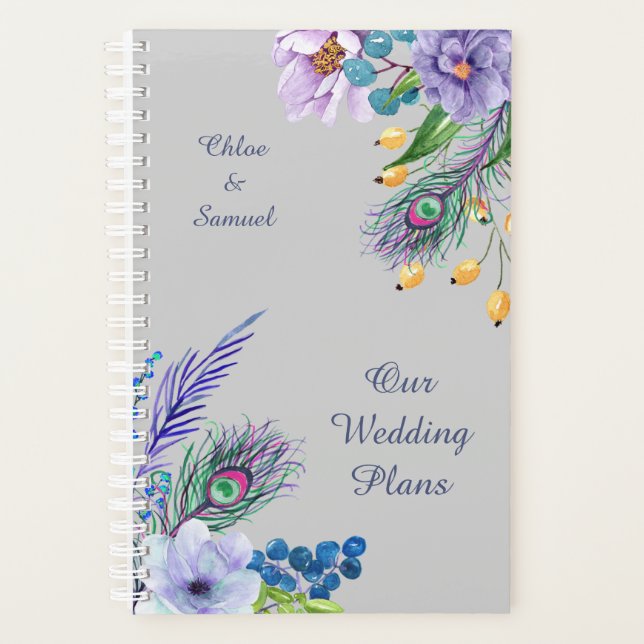 Blue Boho Floral Wedding Planner (Front)