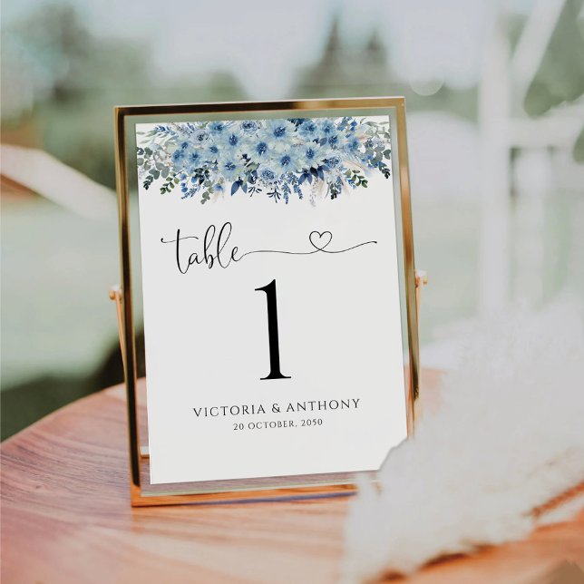 Blue Boho Floral Wedding Table Numbers (Creator Uploaded)