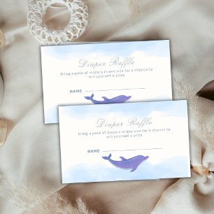 Blue Boho Ocean Dolphin Diaper Raffle Baby Shower Enclosure Card