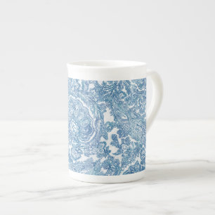 Blue Boho Paisley Pattern Bone China Mug