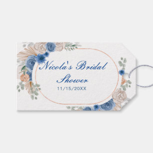 Blue Boho Pampas Grass Bridal Shower Gift Tags