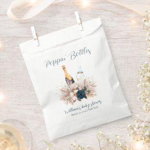Blue Boho Poppin Champagne Bottles Baby Shower Favour Bags