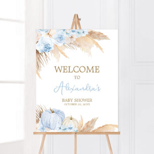 Blue Boho Pumpkin Baby Shower Welcome Poster