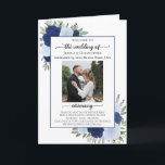 Blue Boho Roses Ceremony & Reception Wedding Programme<br><div class="desc">This beautiful folded wedding program has room for information on both the ceremony and reception. The front has your picture surrounded by hand painted watercolor roses and flowers in shades of dusty blue, navy, and indigo, along with the basic information including a welcome and a short space for info on...</div>
