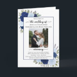 Blue Boho Roses Ceremony & Reception Wedding Programme<br><div class="desc">This beautiful folded wedding program has room for information on both the ceremony and reception. The front has your picture surrounded by hand painted watercolor roses and flowers in shades of dusty blue, navy, and indigo, along with the basic information including a welcome and a short space for info on...</div>
