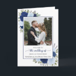 Blue Boho Roses & Photo Elegant Wedding Programme<br><div class="desc">This beautiful folded wedding program features an elegant yet rustic boho chic design. The front has a welcome along with your photo surrounded by a bevy of hand painted watercolor roses in shades of dusty blue, navy, an indigo. Inside is space for the order of the ceremony and reception on...</div>