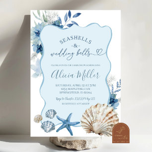 Blue Boho Summer Beach Bridal Shower Invitation