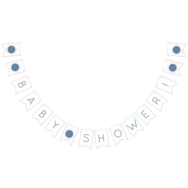 Blue Boho Sun Baby Shower Bunting Flags (All)