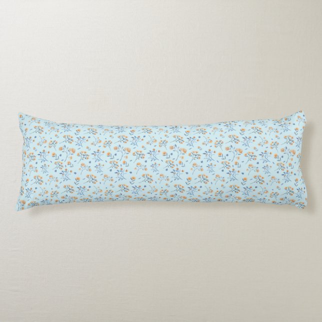 Blue Boho Vintage Wildflower Pattern   Body Cushion (Front)