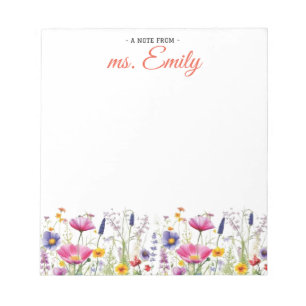 Blue Boho Watercolor Border Personalised Notepad