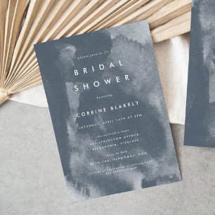 Blue Boho Watercolor Bridal Shower Invitation