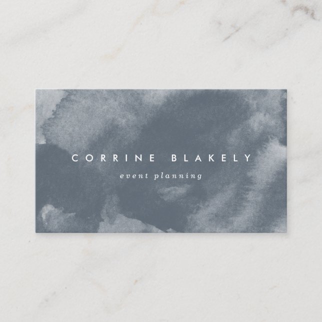 Blue Boho Watercolor Business Card (Front)
