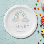 Blue Boho Watercolor Rainbow Boy Baby Shower Paper Plate<br><div class="desc">Celebrate the upcoming arrival with our Blue Boho Watercolor Rainbow Boy Baby Shower design. This charming design features a delicate watercolor rainbow in soothing Pink hues, perfect for setting a whimsical and joyful tone for your baby shower. Personalise it with all the event details to create an unforgettable invitation that...</div>