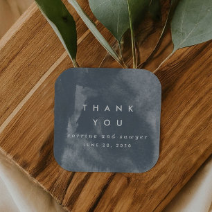 Blue Boho Watercolor Thank You Stickers