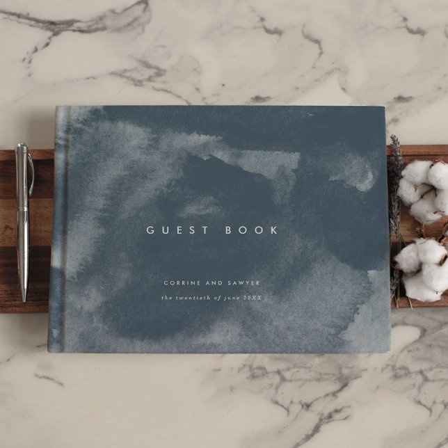 Blue Boho Watercolor Wedding Guest Book (Blue Boho Watercolor Wedding Guest Book)