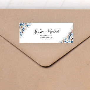 Blue Boho Wedding Return Address Label