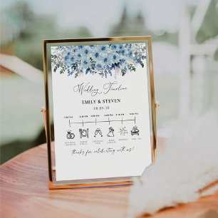 Blue Boho Wedding Timeline Sign