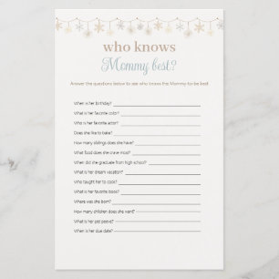 Blue Boho Who Knows Mummy Best Baby Shower Game