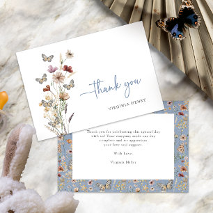 Blue Boho Wildflower Thank You Cards