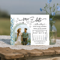 Blue Boho Wildflowers Photo & Calendar Wedding