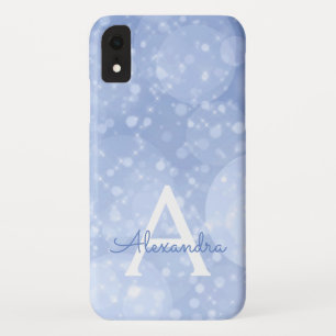 Blue Bokeh Glitter Sparkly Monogram Case-Mate iPhone Case