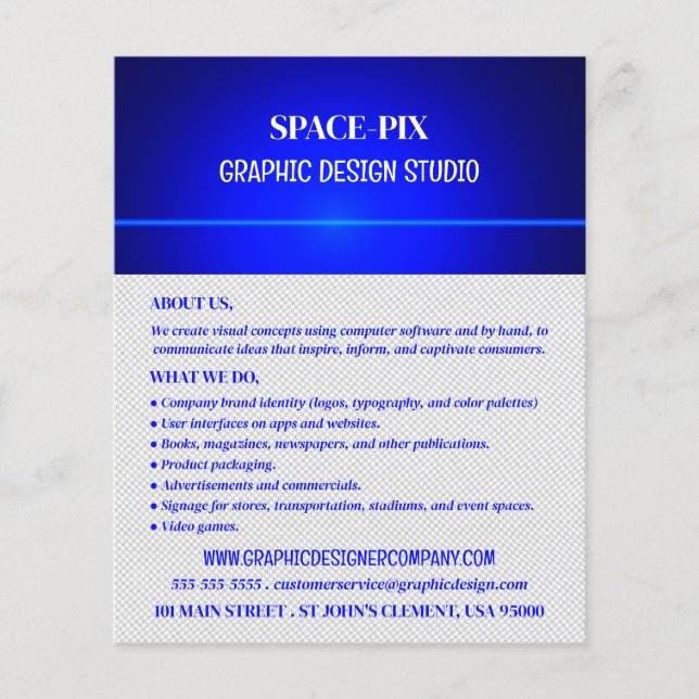 Blue Bokeh Guilloché Design, Graphic Designer Flyer (Front)