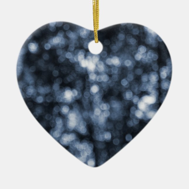 Blue Bokeh Heart Ornament (Front)