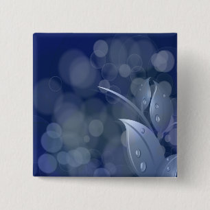 Blue Bokeh Leaves 15 Cm Square Badge