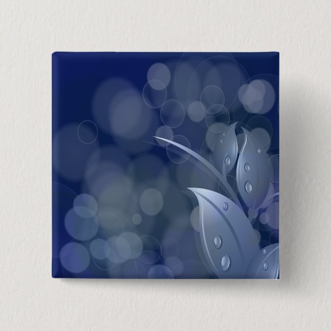 Blue Bokeh Leaves 15 Cm Square Badge (Front)