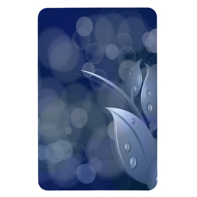 Blue Bokeh Leaves Magnet (Vertical)