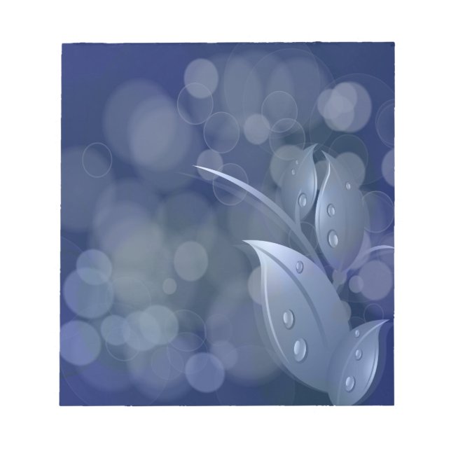 Blue Bokeh Leaves Notepad (Front)