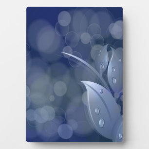 Blue Bokeh Leaves Plaque
