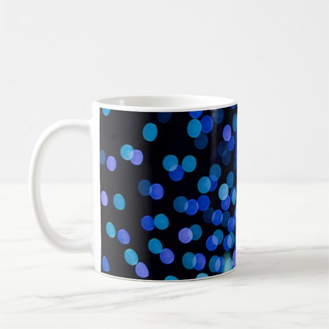 Blue bokeh light coffee mug (Left)