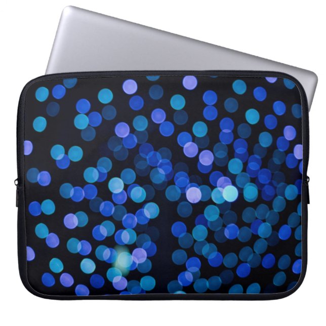 Blue bokeh light laptop sleeve (Front)