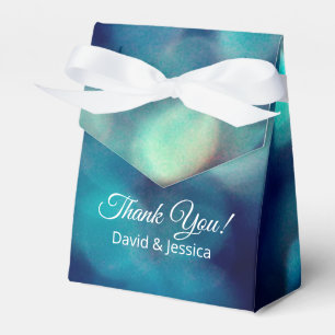 Blue bokeh light photo effect custom wedding favour box
