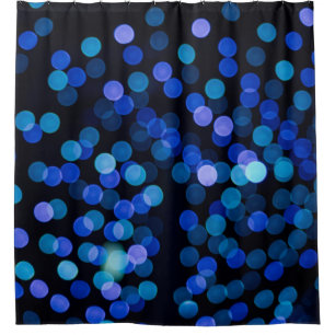 Blue bokeh light shower curtain
