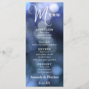 Blue Bokeh Light & Typography 32 Wedding Menu
