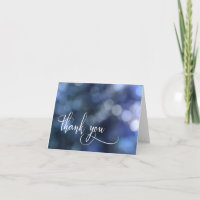 Blue Bokeh Light/Typography 32 Wedding Thank You