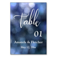 Blue Bokeh Light & Typography Table Number Card