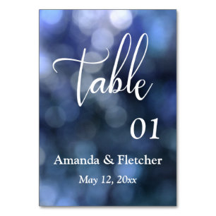 Blue Bokeh Light & Typography Table Number Card