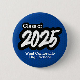 Blue Bold Brush Class of 2025 Button