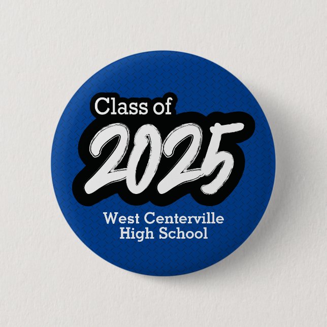 Blue Bold Brush Class of 2025 Button (Front)