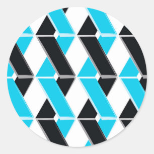 Blue, bold, cool, trendy braided geometric shapes classic round sticker