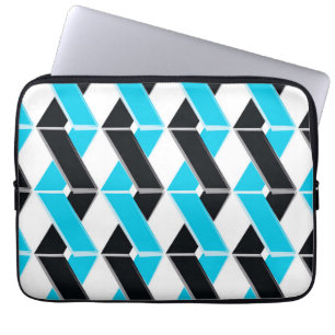 Blue, bold, cool, trendy braided geometric shapes laptop sleeve