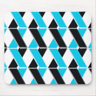 Blue, bold, cool, trendy braided geometric shapes mouse pad