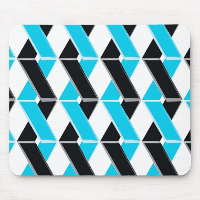 Blue, bold, cool, trendy braided geometric shapes mouse pad (Front)