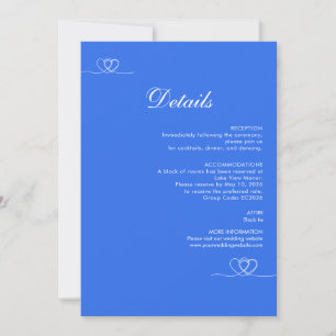 Blue Bold Elegant Calligraphy Wedding Details Card