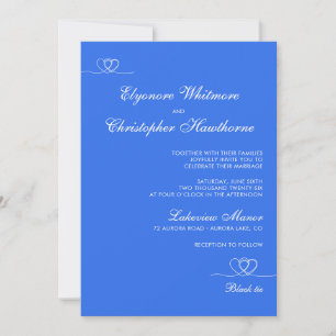 Blue Bold Elegant Chic Calligraphy Wedding Invitation