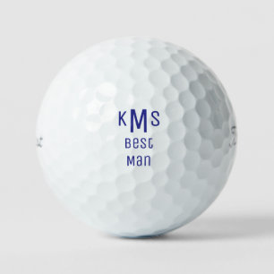 Blue Bold Font Best Man Monogram Titleist Pro V1 Golf Balls